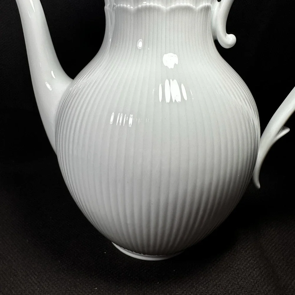 AK Kaiser Romantica White‎ Coffee Pot Tea Set W Germany Scalloped EXC MCM Vtg